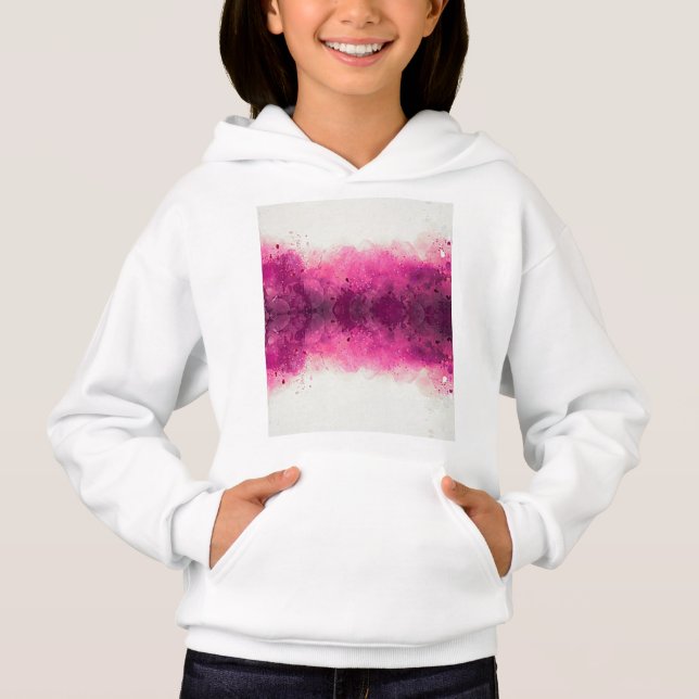 Chicas sudaderas con un diseño rosa y blanco. (Anverso)