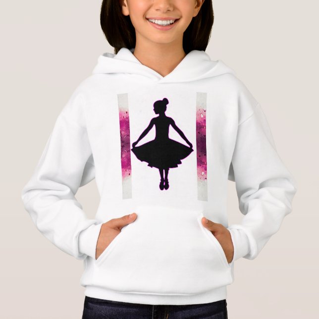 Chicas sudaderas con un diseño rosa y blanco. (Anverso)