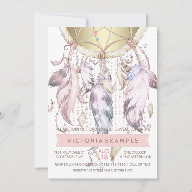 Chicas Sueñan con catcher Baby Shower Invitaciones (Anverso)