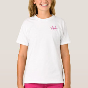 Chicas T Camisetas Monograma Nombre Plantilla rosa
