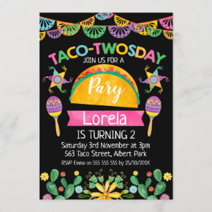 Chicas Taco Mexicano Invitación a cumpleaños númer