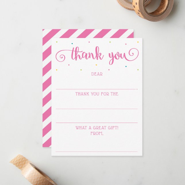 Chicas Tarjetas de agradecimiento en blanco con gu (Anverso/Reverso In Situ)