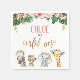 Chicas temática safari silvestre una servilleta de