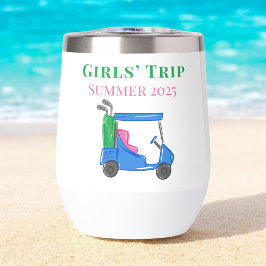 Chicas Trip Golf Cart Golfer Thermal Wine Tumbler