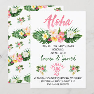 Chicas Tropical Floral Baby Shower Invitación