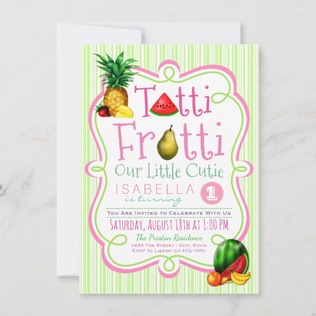Chicas Tutti Frutti Invitación a la fiesta de cump (Anverso)