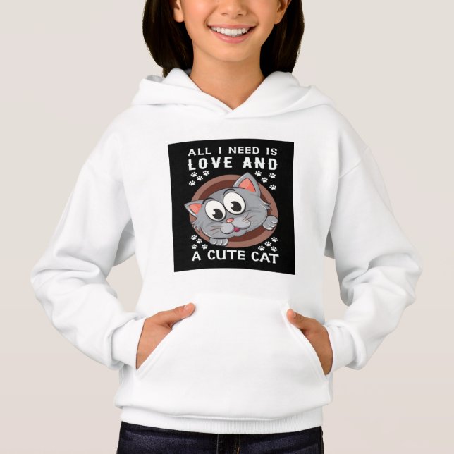 Chicas Un felino felpudo y camisas sudaderas (Anverso)