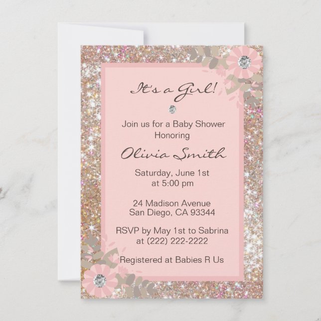 Chicas únicos de las invitaciones de Baby Shower - (Anverso)