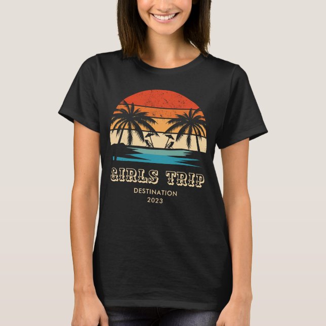 Chicas viajeras puesta de sol retro camisetas a ju (Anverso)