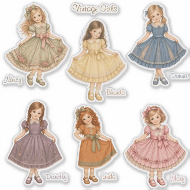 Chicas Vintage: Pegatinas de la Colección Base (Anverso)