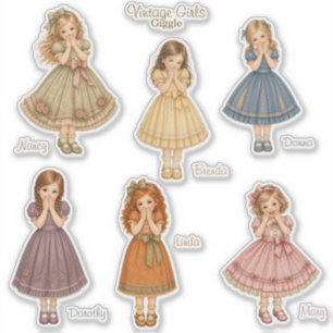Chicas Vintage: Pegatinas de la Colección Risas