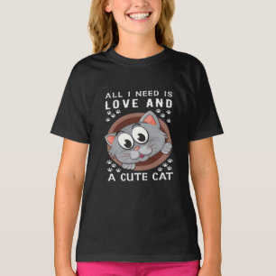 Chicas vistiendo un lindo gato Chicas camiseta par