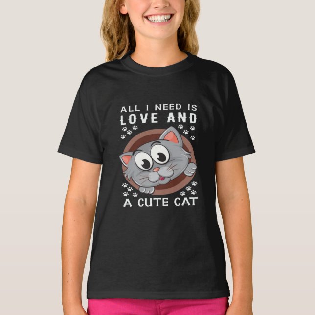 Chicas vistiendo un lindo gato Chicas camiseta par (Anverso)