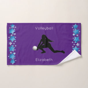 Chicas Voleibol cavando toalla de mano de las estr
