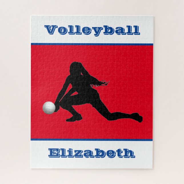 Chicas Voleibol Rojo Azul Blanco Rompecabezas Romp (Vertical)