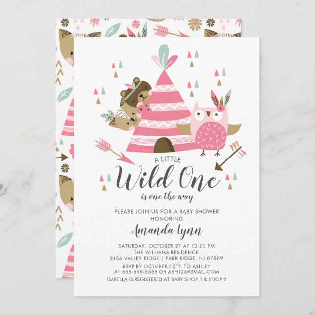 Chicas Wild One Baby Shower Invitación (Anverso / Reverso)