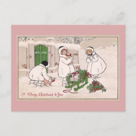 Chicas y Mascotas Cerdos Vintage Navidad