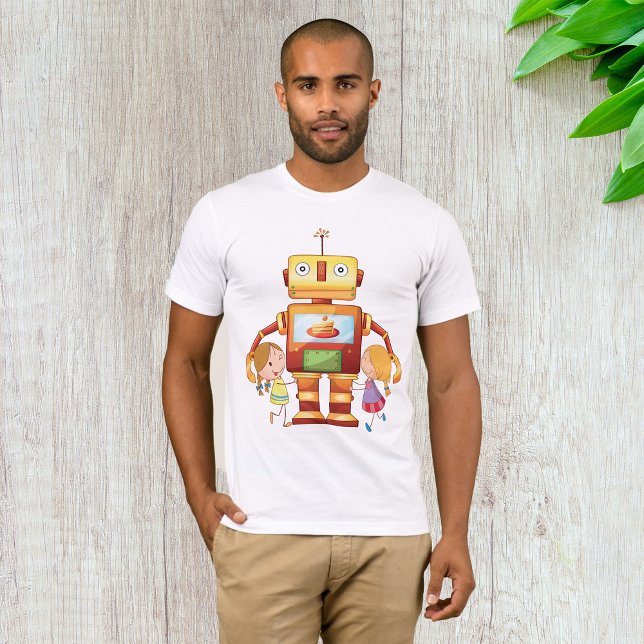Chicas Y Un Robot Abrazando Una Camiseta Para Homb (Subido por el creador)