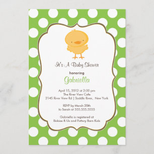 Chick cutto Invitación de Baby Shower Chica verde