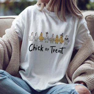 Chick divertida o tratas la camiseta de Halloween