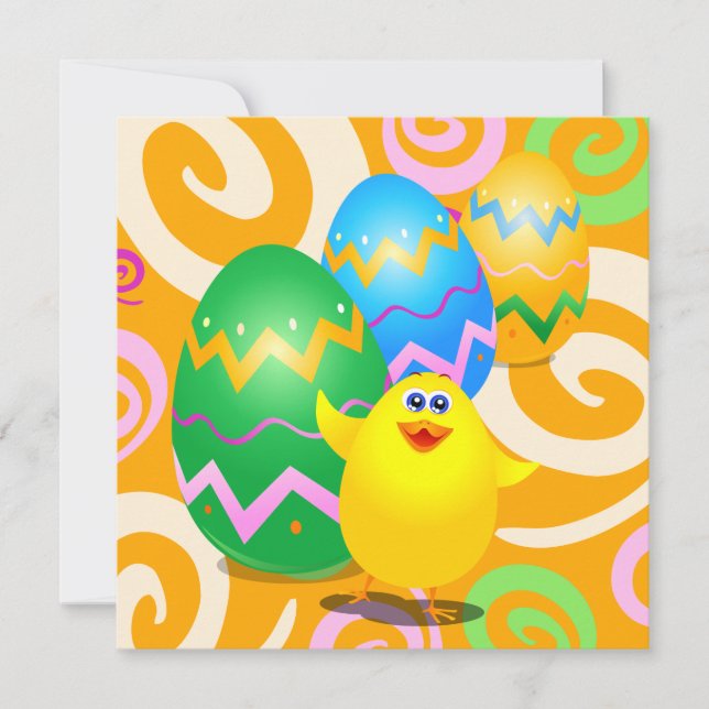 Chick divertido de Pascua, invitación (Anverso)