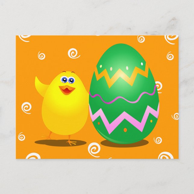 Chick divertido de Pascua, postal (Anverso)