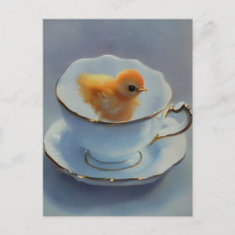 Chick en una postal de té