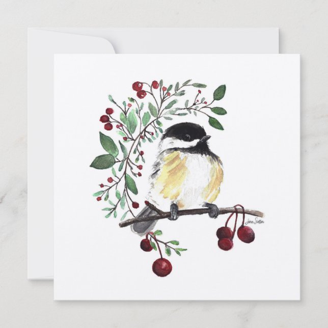 Chickadee Bird Watercolor (Anverso)