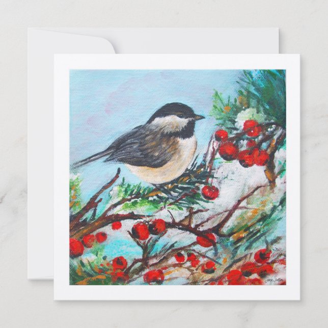 Chickadee Cute Winter Berries (Anverso)