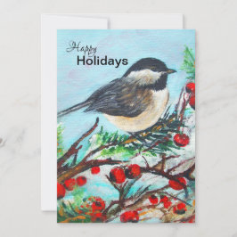 Chickadee de invierno con tarjeta de vacaciones Be