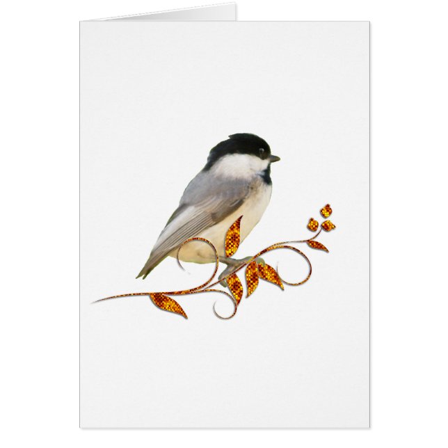 Chickadee en las hojas Jeweled (Frente)