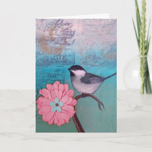 Chickadee tarjeta de día de gran fuente madre
