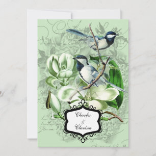 Chickadees y Magnolias 5x7 Invitación a la boda