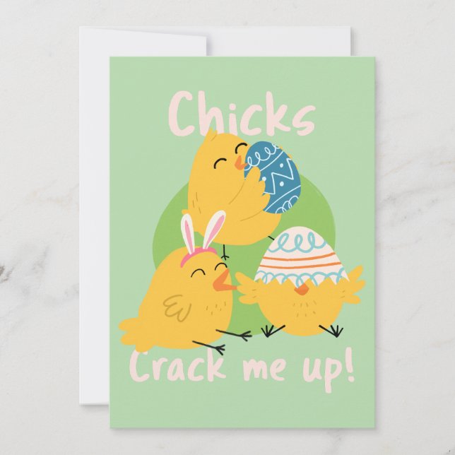 ¡Chick's Crack Me Up! Tarjeta de Pascua (Anverso)