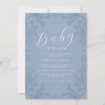 Chico Bebé Floral Azul en Flor Invitación para Bab
