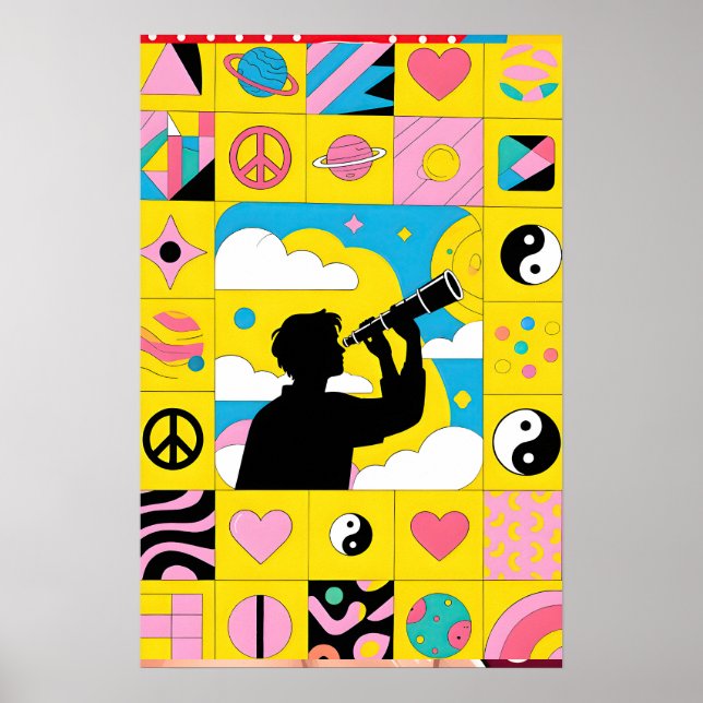 Chico Con Arte Pop De Telescopio (Frente)