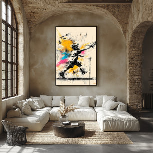 Chico con Avión de Papel – Póster de Graffiti Arte