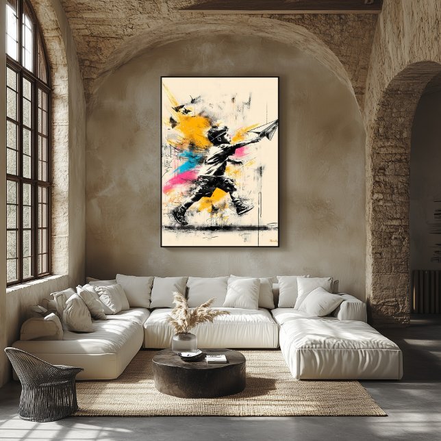 Chico con Avión de Papel – Póster de Graffiti Arte (Subido por el creador)