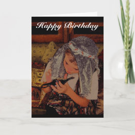 Chico con lámpara mágica - Tarjeta de cumpleaños