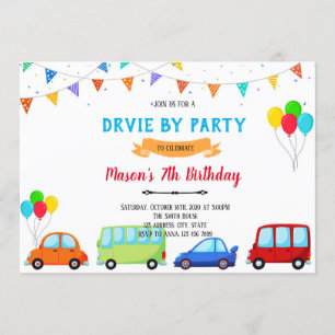 Chico conduciendo por invitación de cumpleaños