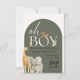 Chico de animales Safari Invitación a Baby Shower 