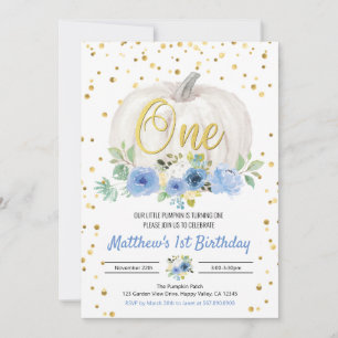 Chico de calabaza Primer Fiesta de cumpleaños Invi