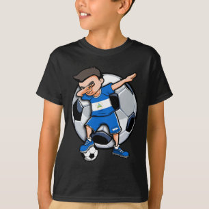 Chico de fútbol haciendo Dabbing Jersey para afici