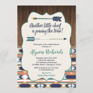 Chico de invitación a la ducha de bebé tribal, peq