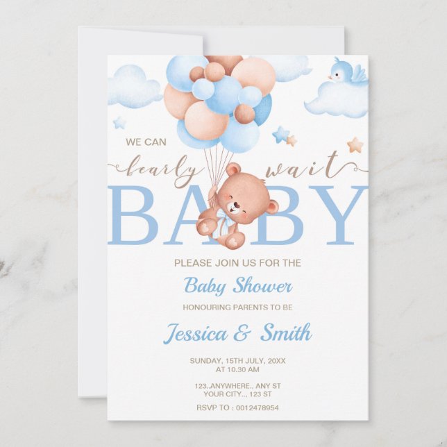 Chico de la tarjeta de invitación de Baby Shower i (Anverso)
