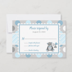 Chico ducha de bebé RSVP tarjeta de oso de peluche