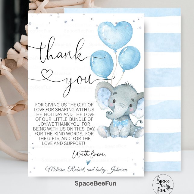 Chico elefante baby shower safari tarjeta de agrad (Elephant Boy Baby Shower Invitation Elephant Theme Safari Baby Shower invites Elephant Baby Shower B)