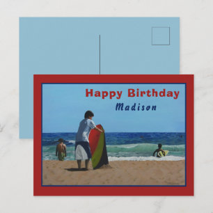 Chico en la postal de la playa - Opción personaliz