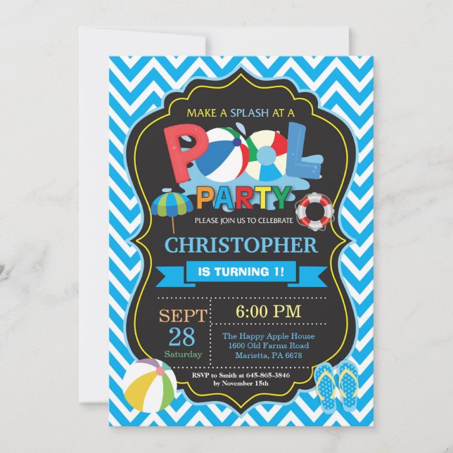 Chico espumoso de verano de invitación a fiesta de (Anverso)