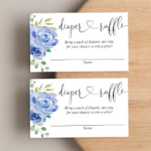 Chico floral azul ducha de bebé tarjetas de rifa d